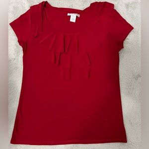 Red Ruffle Top by Claudia Richard Sz M